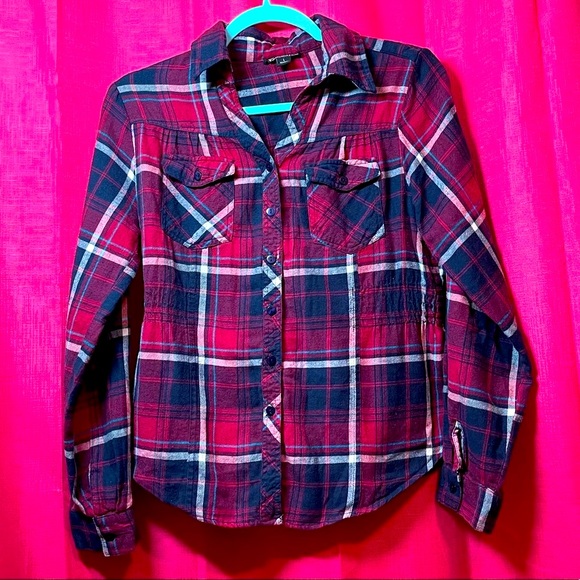 FASHION WEB PLAID BUTTON UP WITH CINCH WAIST SIZE L - Picture 1 of 12